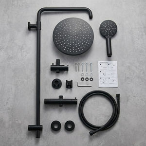 Arko Modern Round Thermostatic Shower - Matt Black