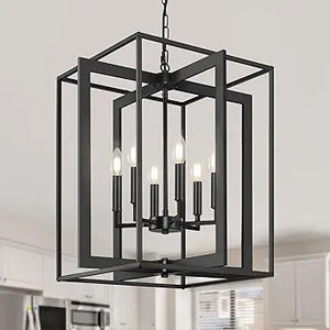 6-Light Vintage Black Chandelier,