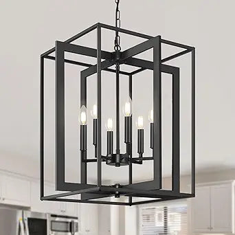 6-Light Vintage Black Chandelier,