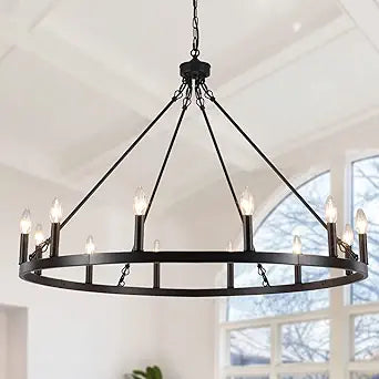 Black Wagon Wheel Chandelier