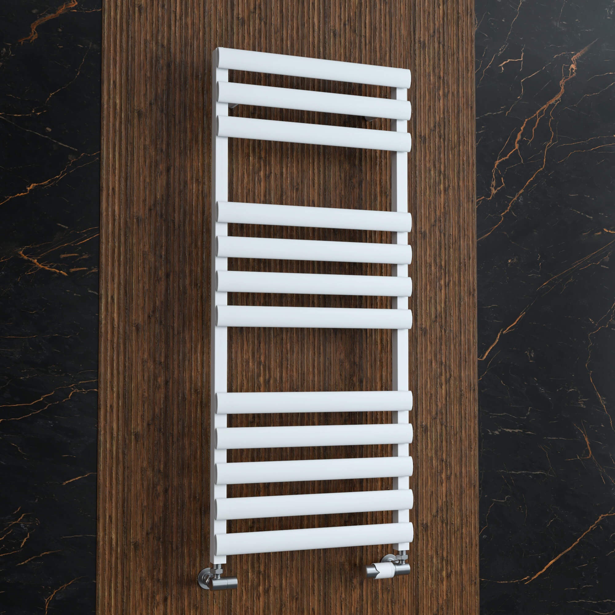 Arko Heated Towel Rail – 500 x 800mm – Straight Bars –White