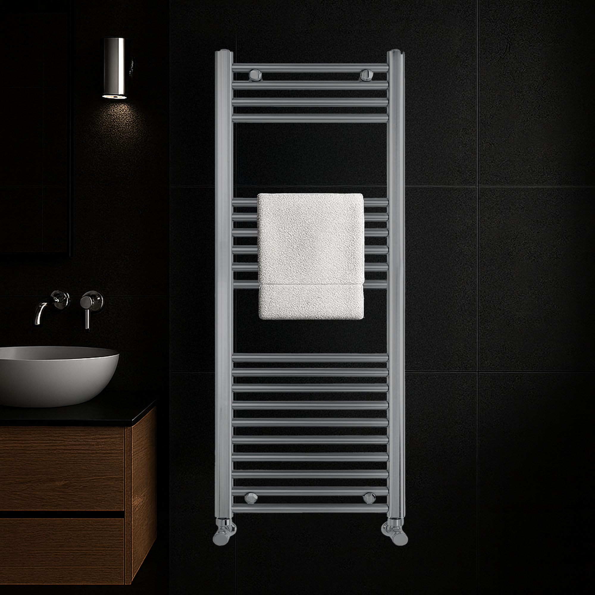 Chrome Heated Towel Rail 500x1200mm – Wall Mounted Ladder Radiator