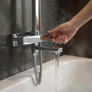 Modern Square Thermostatic Shower  with Filler – Chrome