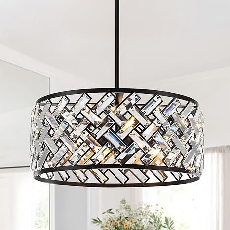 MEIJIA 19.6” Black Crystal Chandeliers