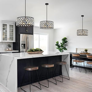 MEIJIA 19.6” Black Crystal Chandeliers