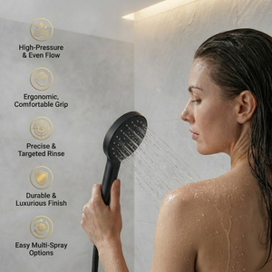 Arko Modern Round Thermostatic Shower - Matt Black