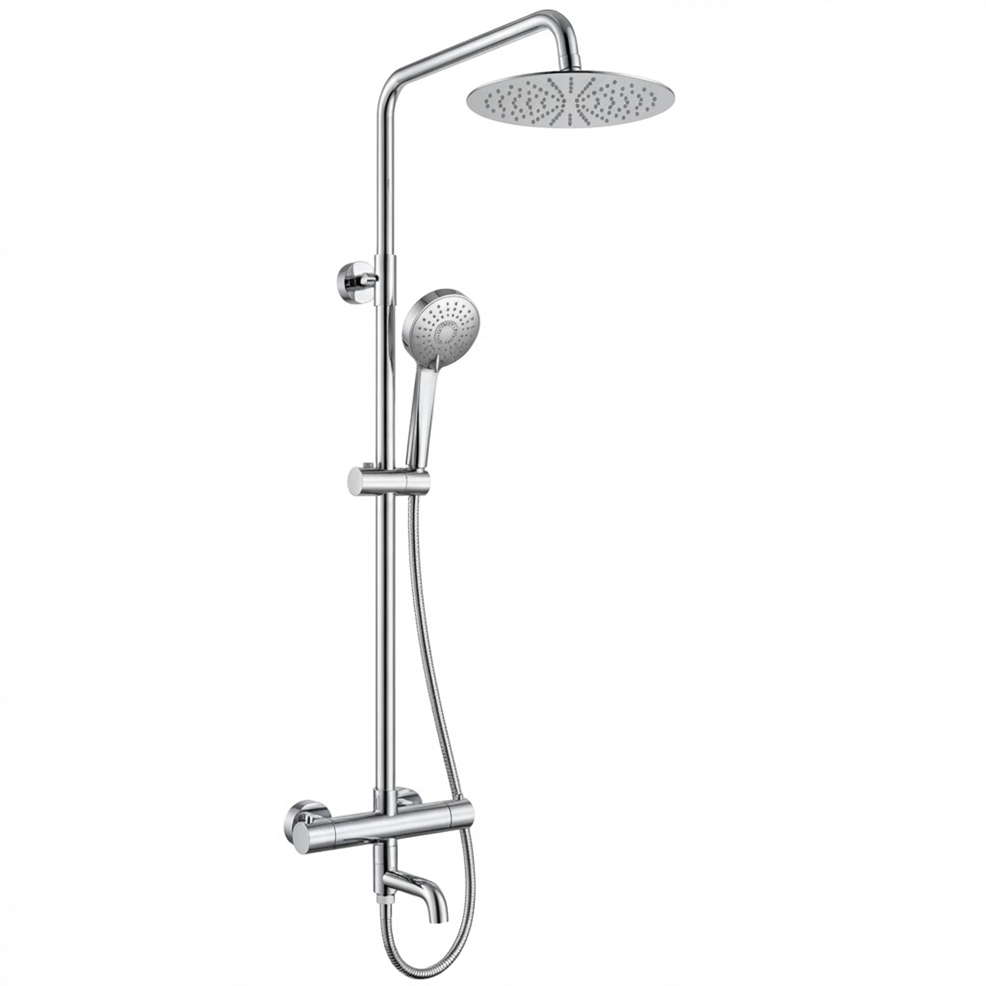 Modern Round Thermostatic Shower with Filler – Chrome