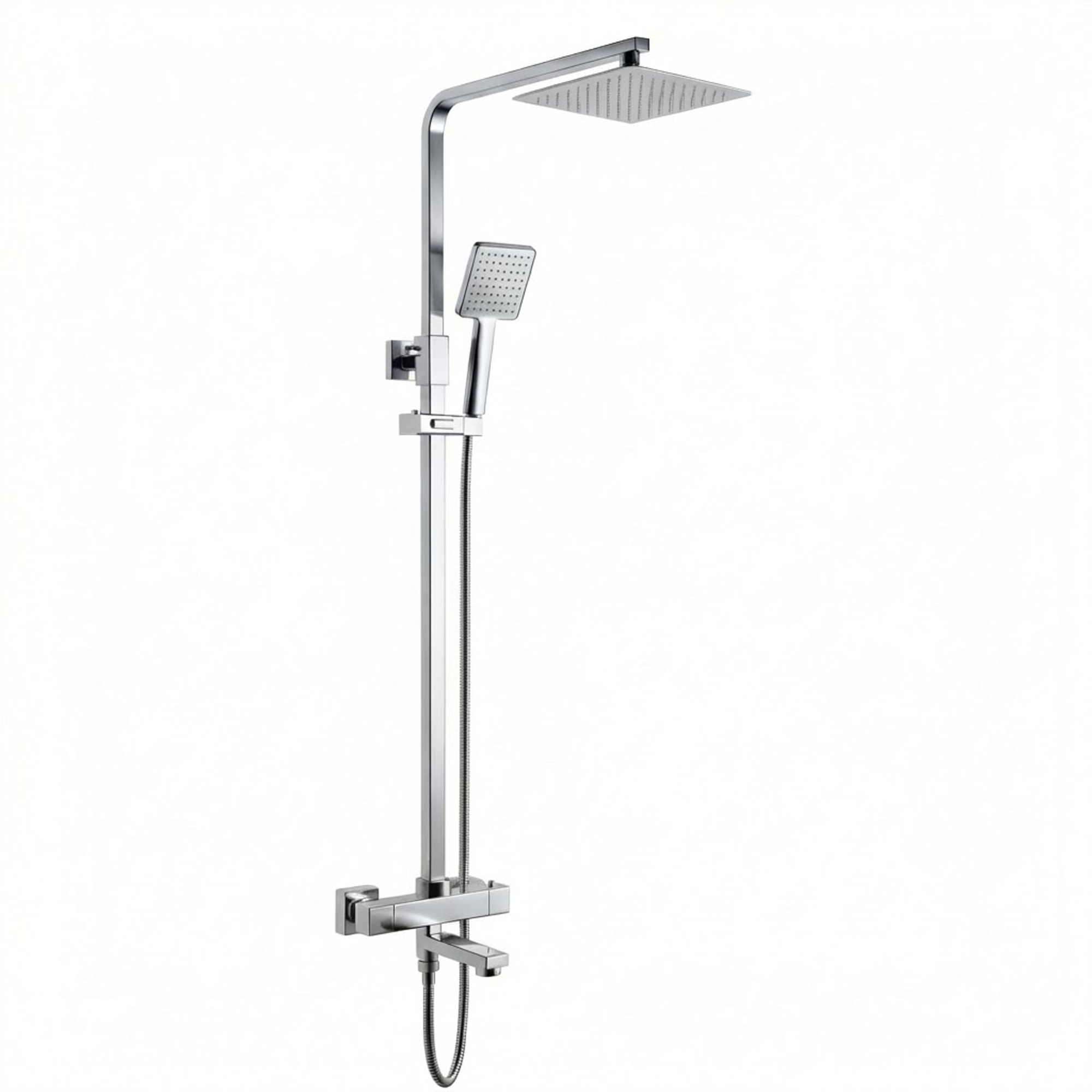 Modern Square Thermostatic Shower  with Filler – Chrome
