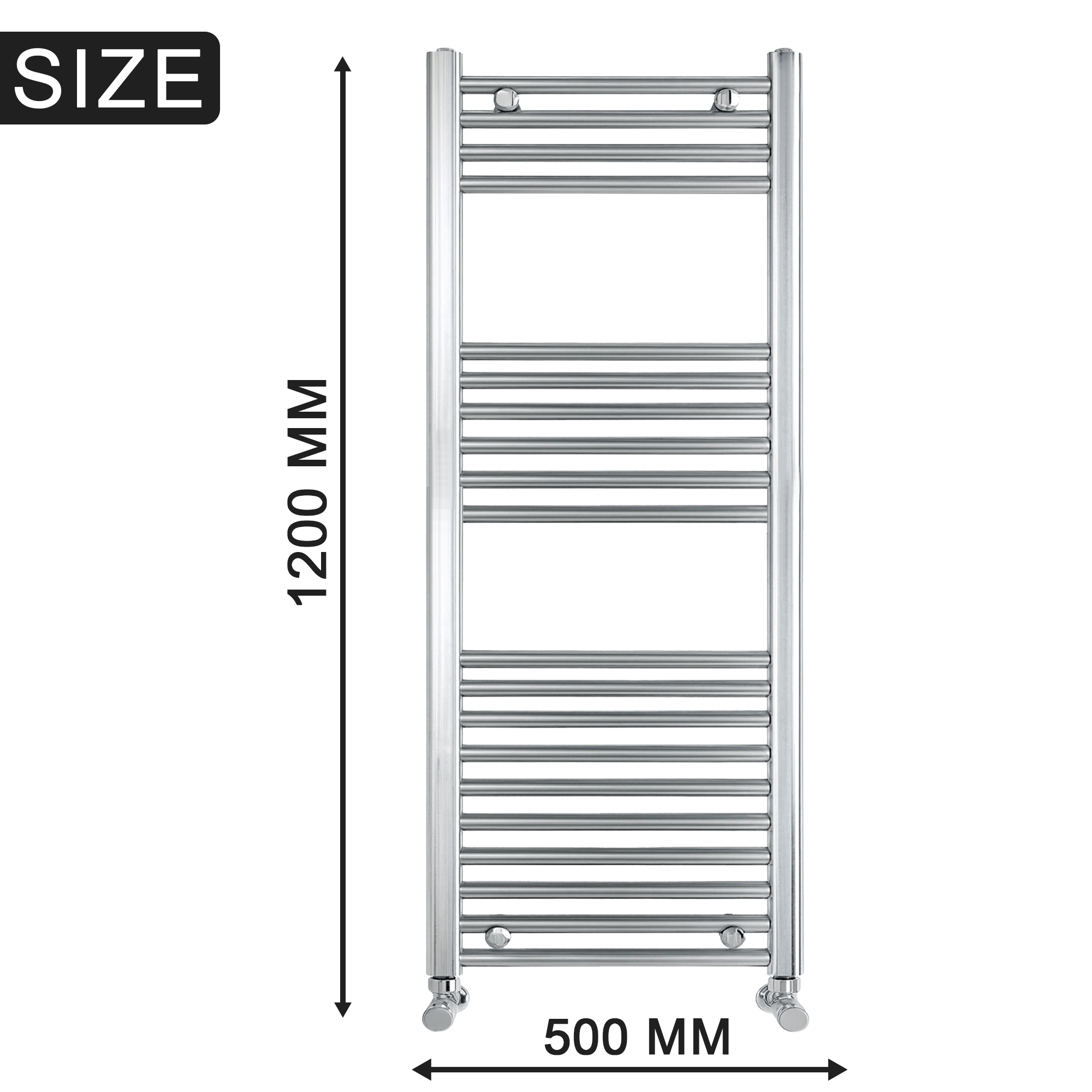Chrome Heated Towel Rail 500x1200mm – Wall Mounted Ladder Radiator