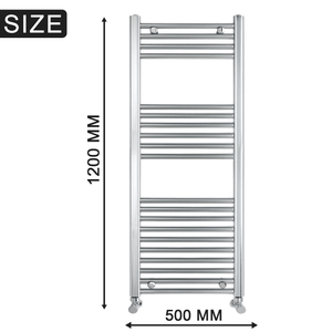 Chrome Heated Towel Rail 500x1200mm – Wall Mounted Ladder Radiator