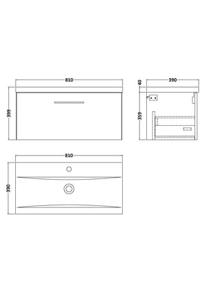 800mm Wall Hung 2-Drawer Vanity