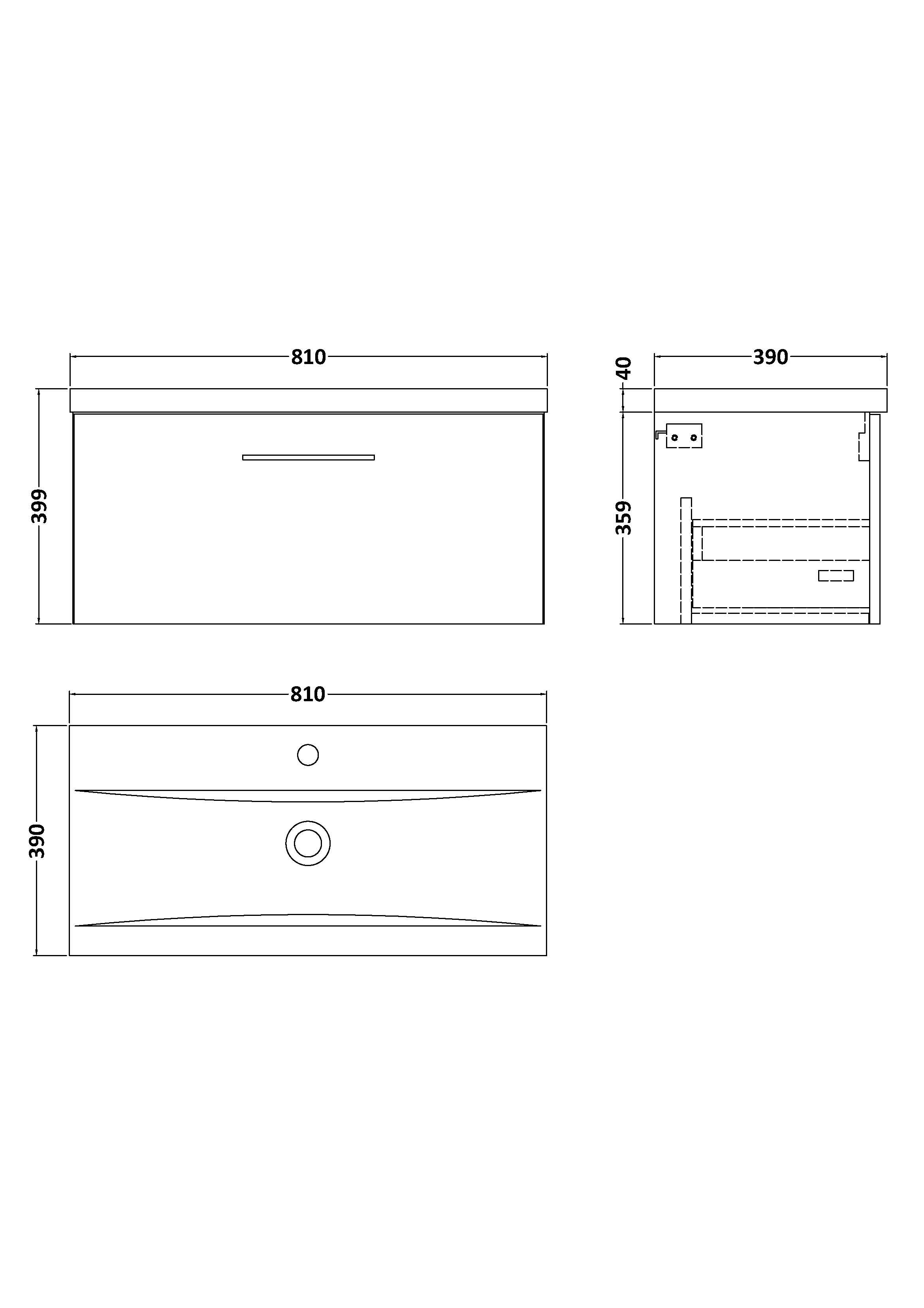 800mm Wall Hung 1-Drawer Vanity