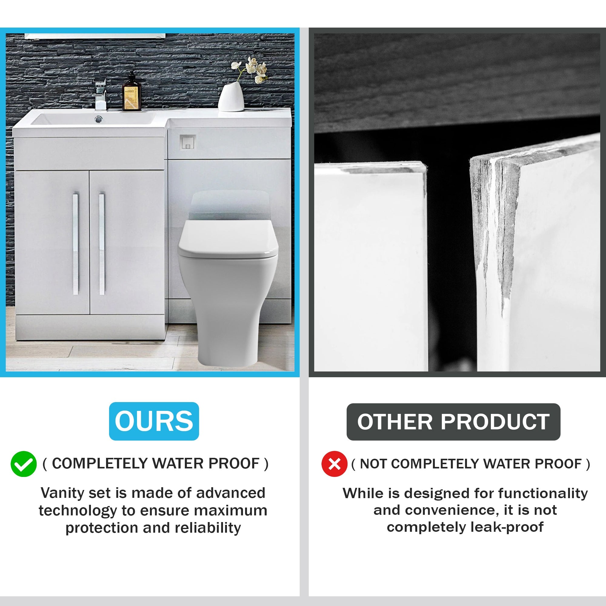 Tana 1100mm Bathroom Vanity Unit Set Basin Sink Toilet WC Right Hand Furniture Storage - White