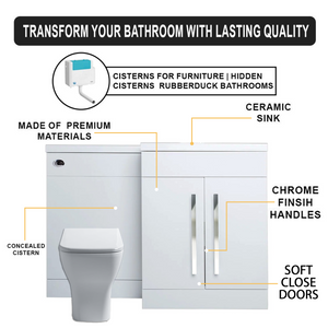 Tana 1100mm Bathroom Vanity Unit Set Basin Sink Toilet WC Right Hand Furniture Storage - White
