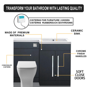 Tana 1100mm Bathroom Vanity Unit Set Basin Sink Toilet WC Right Hand Furniture Storage - Anthracite