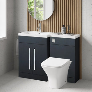Tana 1100mm Bathroom Vanity Unit Set Basin Sink Toilet WC Right Hand Furniture Storage - Anthracite