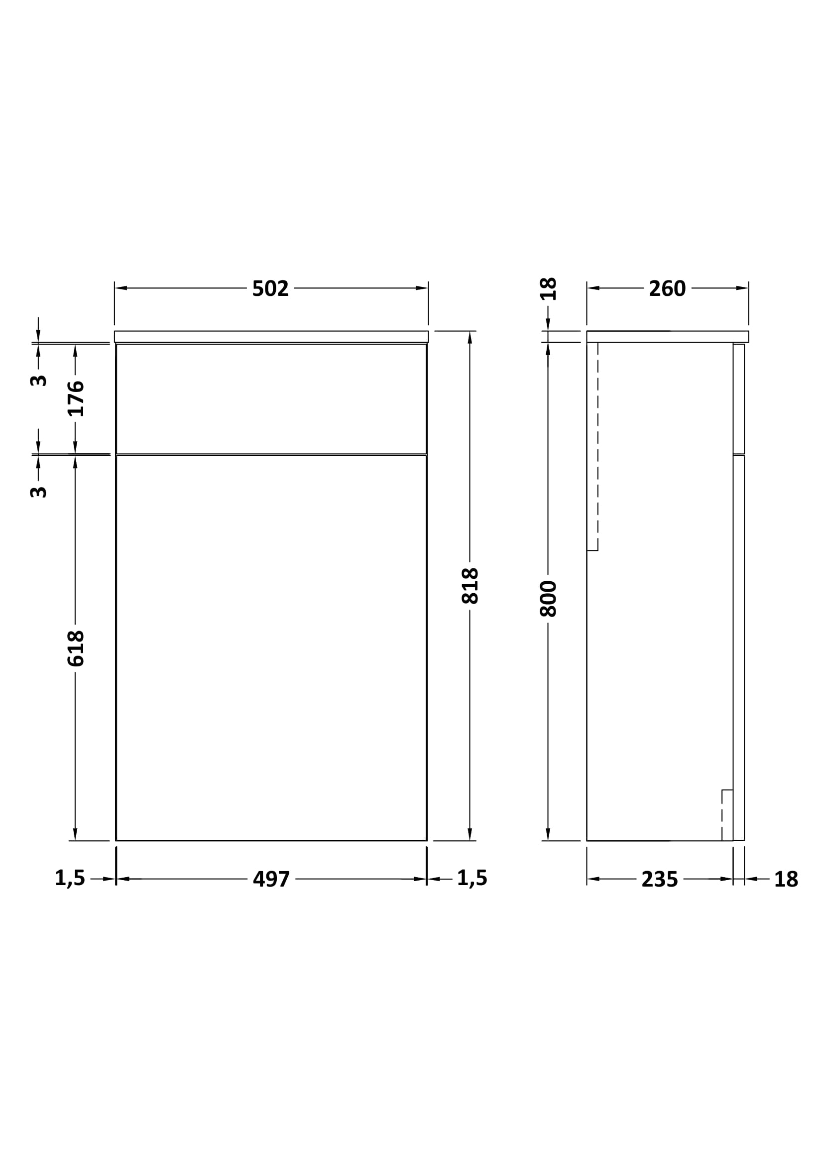 Floor Standing WC Unit 500mm