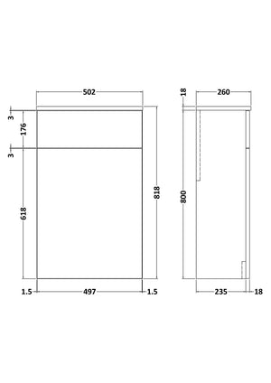 Floor Standing WC Unit 500mm