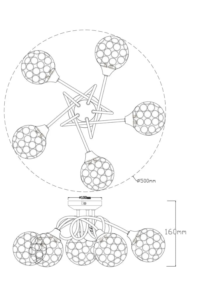 Modern 5 Way Flush Ceiling Light