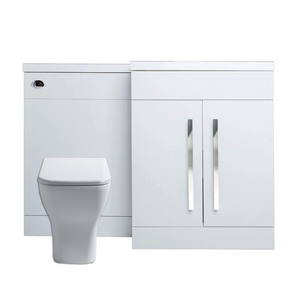 Tana 1100mm Bathroom Vanity Unit Set Basin Sink Toilet WC Right Hand Furniture Storage - White