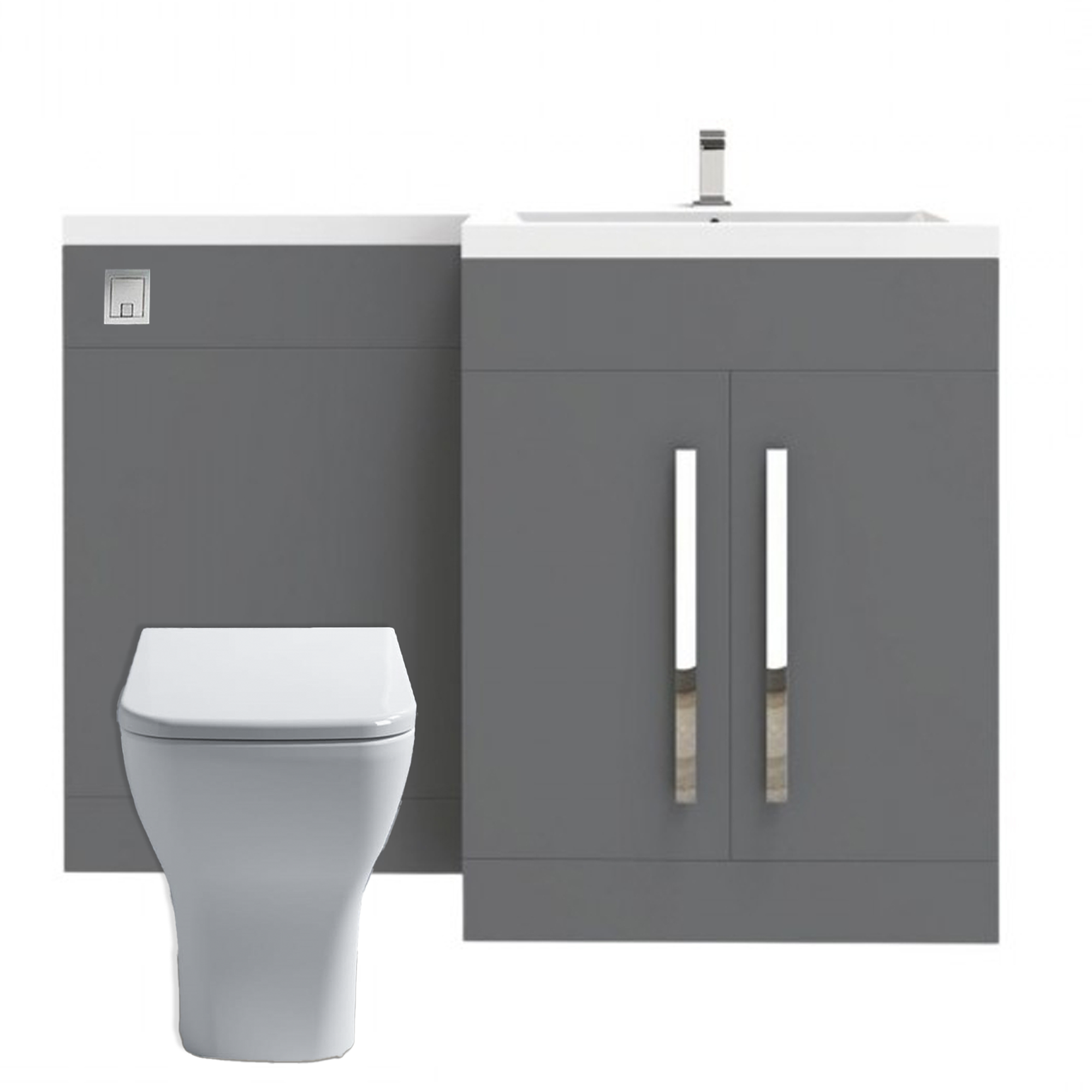 Tana 1100mm Bathroom Vanity Unit Set Basin Sink Toilet WC Right Hand Furniture Storage - Grey